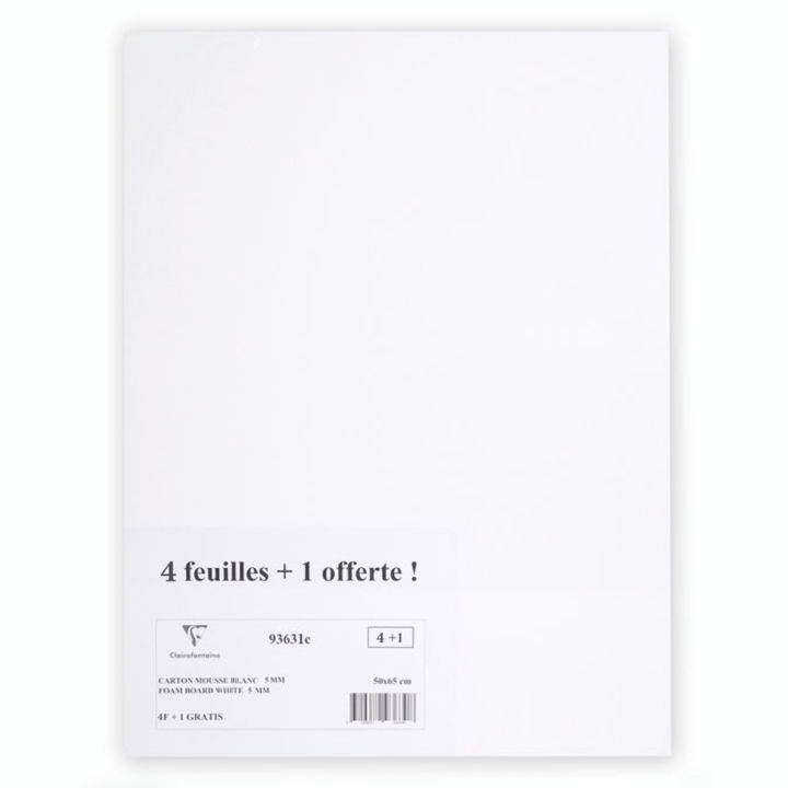 Carton mousse 5 mm 50 x 65 cm lot de 4 + 1 gratuit - Clairefontaine - Rougier et Plé