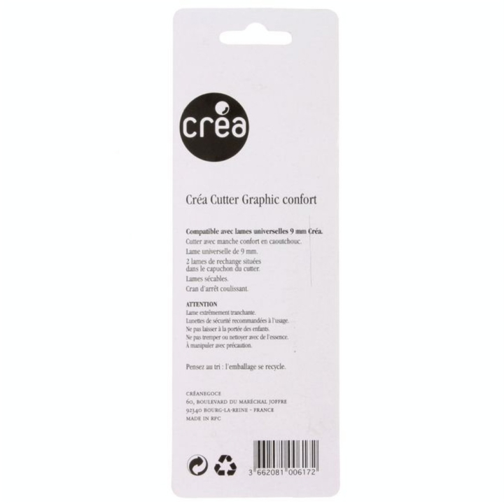 Cutter Graphic confort avec 2 lames universelles de 9 mm - Créa - Rougier et Plé