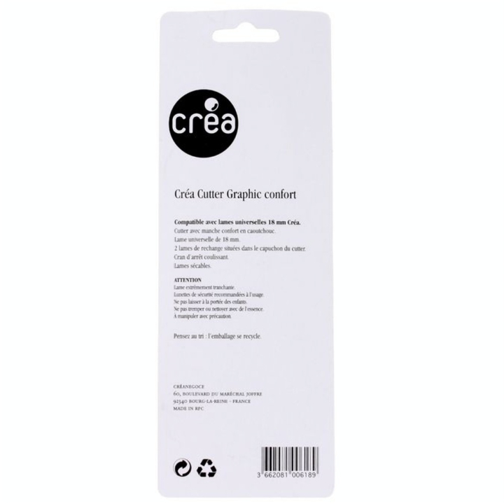 Cutter Graphic confort avec 2 lames universelles de 18 mm - Créa - Rougier et Plé