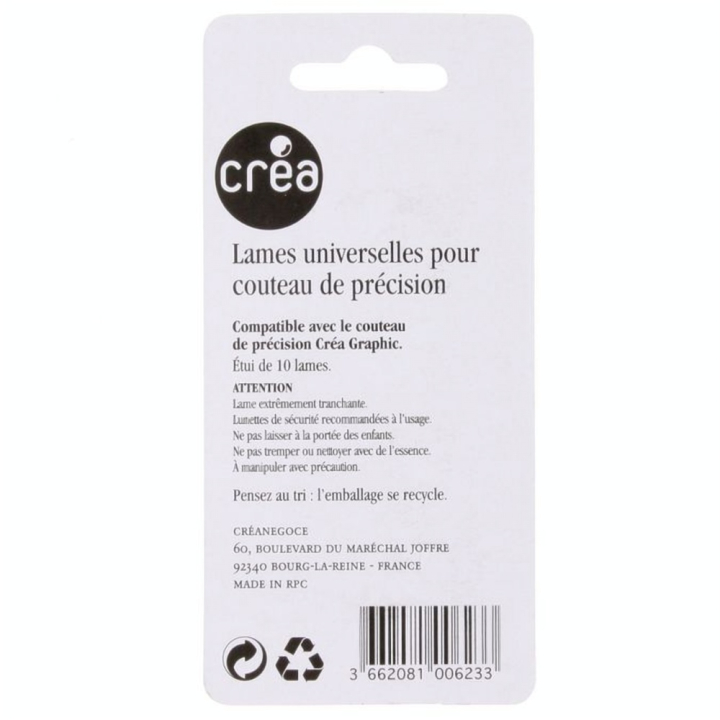 Étui de 10 lames universelles pour couteau de précision - Créa - Rougier et Plé