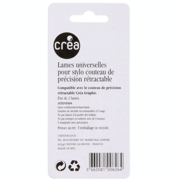 Étui de 2 lames universelles pour couteau de précision rétractable Graphic - Créa - Rougier et Plé