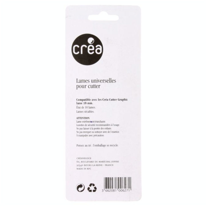 Étui de 10 lames universelles pour cutter 18 mm - Créa - Rougier et Plé