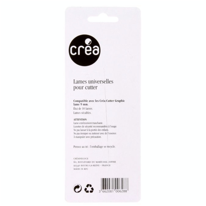 Étui de 10 lames universelles pour cutter 9 mm - Créa - Rougier et Plé