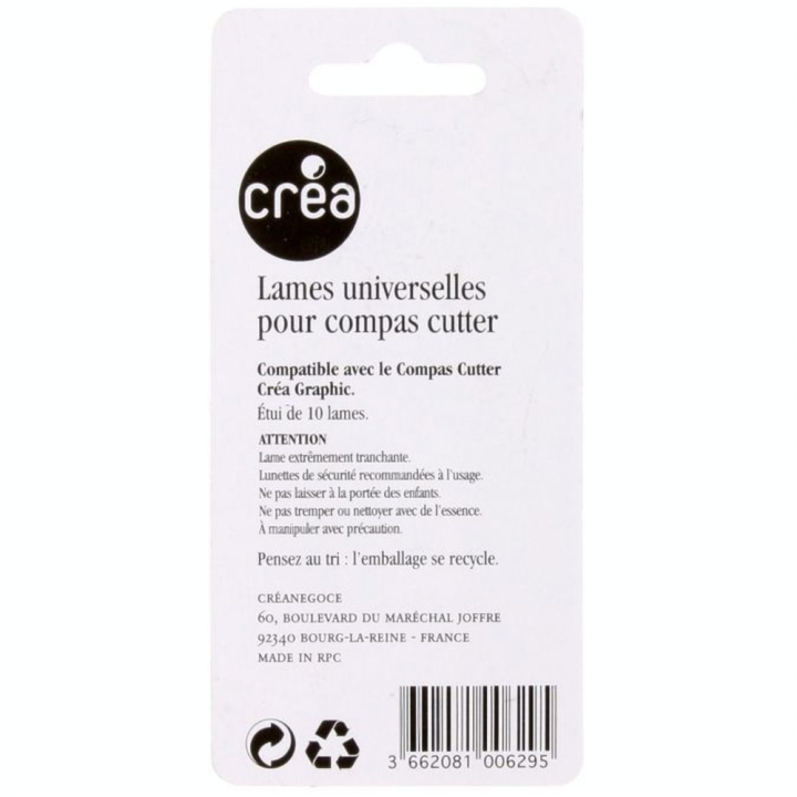 Étui de 10 lames universelles pour compas cutter - Créa - Rougier et Plé
