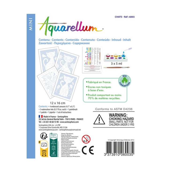 Aquarellum mini chats Funfrag  - Sentosphère - Rougier et Plé