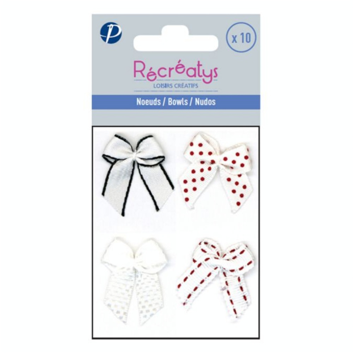 Sachet de 10 nœuds assortis 3 x 3 cm blanc - Récréatys - Rougier et Plé