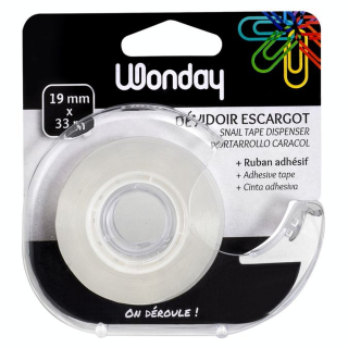 Dévidoir escargot + ruban adhésif 19 mm x 33 m - Wonday - Rougier et Plé