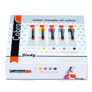 Peinture à l'huile diluable à l'eau set de 5 - Cobra - Rougier et Plé