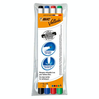 Feutre pour tableau blanc pointe ogive fine pochette de 4 assortis - Bic - Rougier et Plé