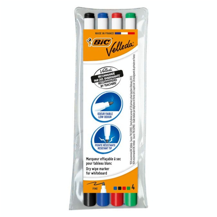 Feutre pour tableau blanc pointe ogive fine pochette de 4 assortis - Bic - Rougier et Plé