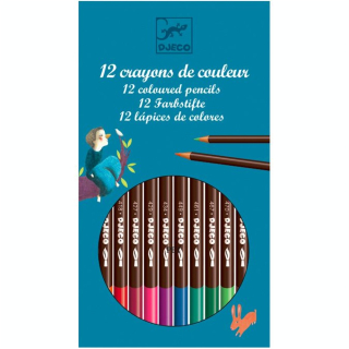 Crayons aquarellables assortiment de 12 couleurs classiques - Djeco - Rougier et Plé