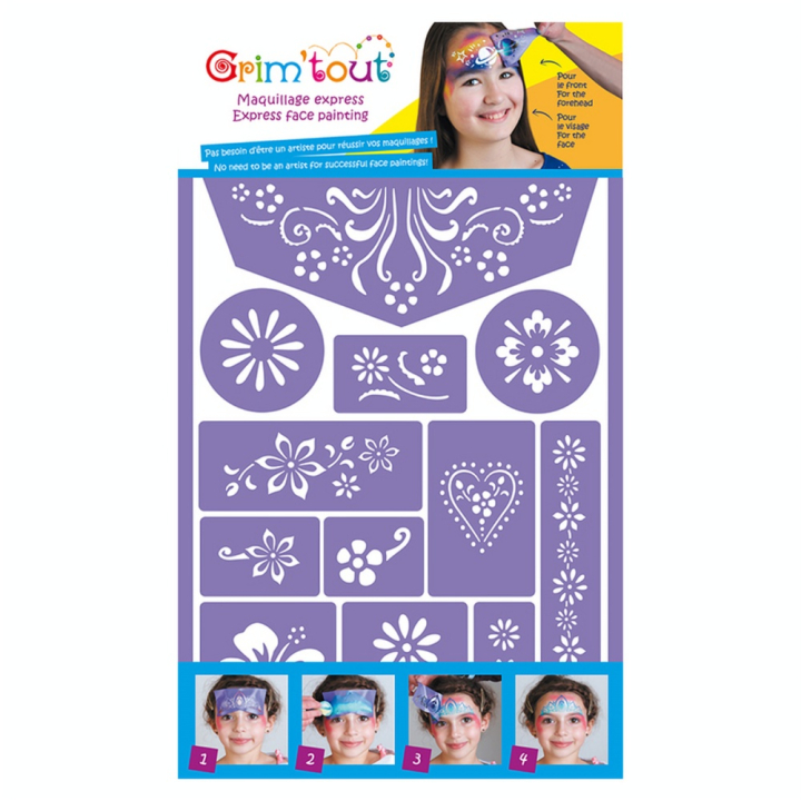 Pochoir de maquillage Fleurs 12 motifs - Grim'Tout - Rougier et Plé