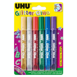 Colle pailletée set de 6 crayons assortis - Uhu - Rougier et Plé