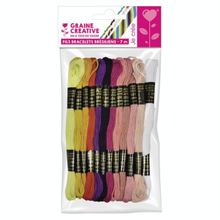 Fils de coton pour bracelets brésiliens 12 échevettes Berlingot - Graine Créative - Rougier et Plé