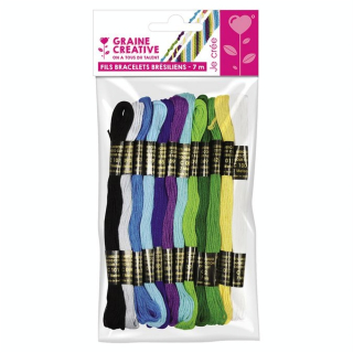 Fils de coton pour bracelets brésiliens 12 échevettes Mers du sud - Graine Créative - Rougier et Plé
