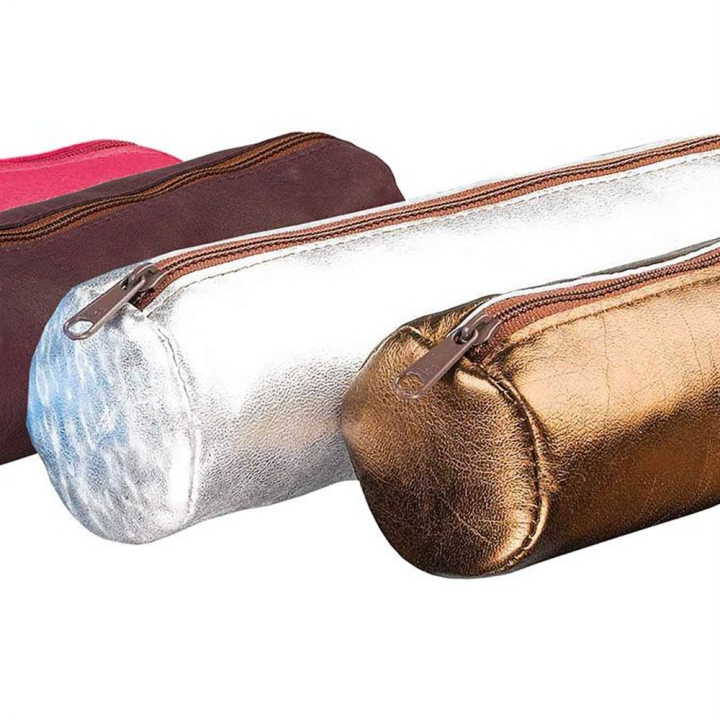 Trousse rond cuir teinté unicolore 22 x 6 x 6 cm - Oxford - Rougier et Plé