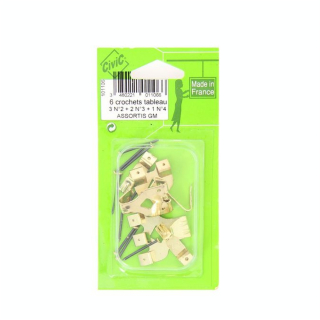 Crochet à tableau Luxe assortiment grands modèles par 6 - CiviC - Rougier et Plé