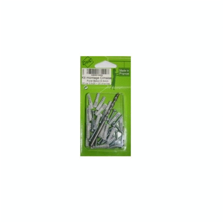 Cimaise kit de pose : forêt pour bêton + 20 vis et chevilles - CiviC - Rougier et Plé