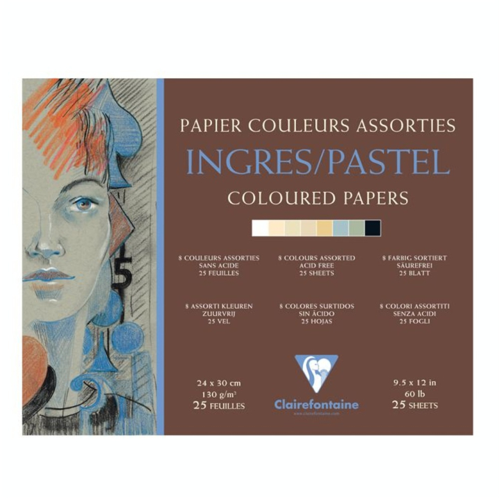 Bloc de papier Ingres teintes assorties 130 g/m² - Clairefontaine - Rougier et Plé