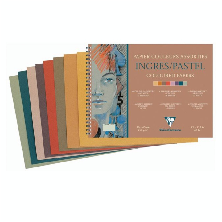 Bloc de papier Ingres teintes assorties 130 g/m² - Clairefontaine - Rougier et Plé