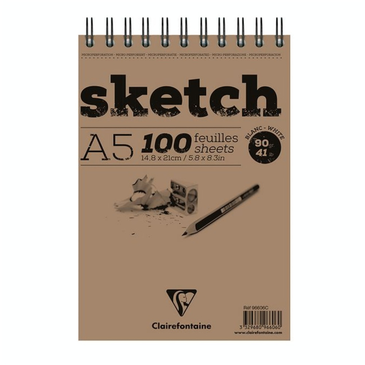Bloc de papier à spirale Sketch blanc 90 g/m² - Clairefontaine - Rougier et Plé