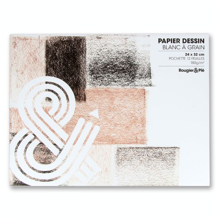 Papier à dessin blanc à grain 24 x 32 cm 180 g/m² par 12 - Rougier&Plé - Rougier et Plé
