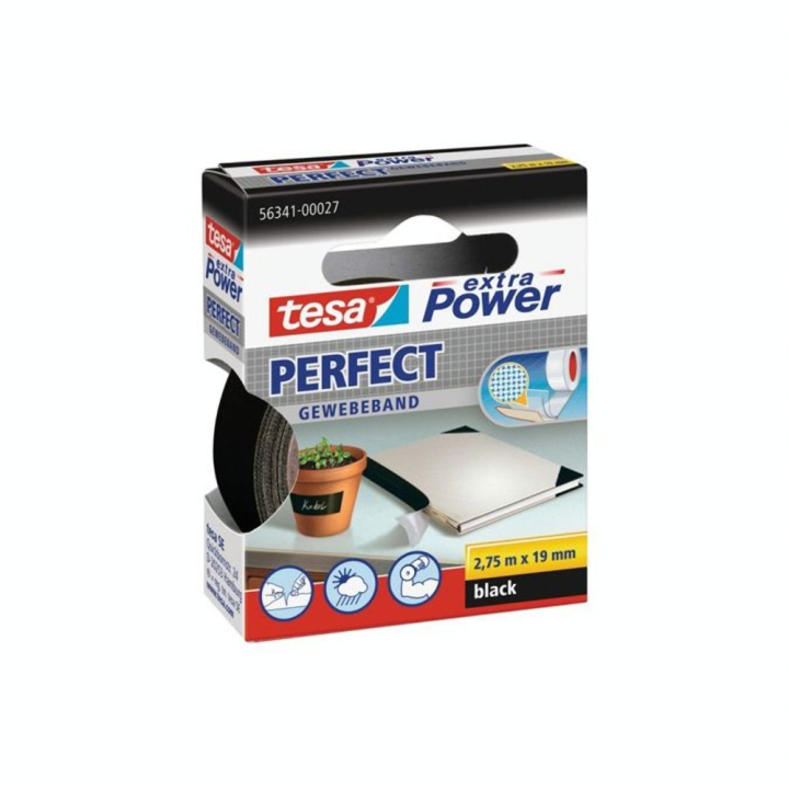 Adhésif toilé Extra Power noire 2,75 m x 19 mm - Tesa - Rougier et Plé