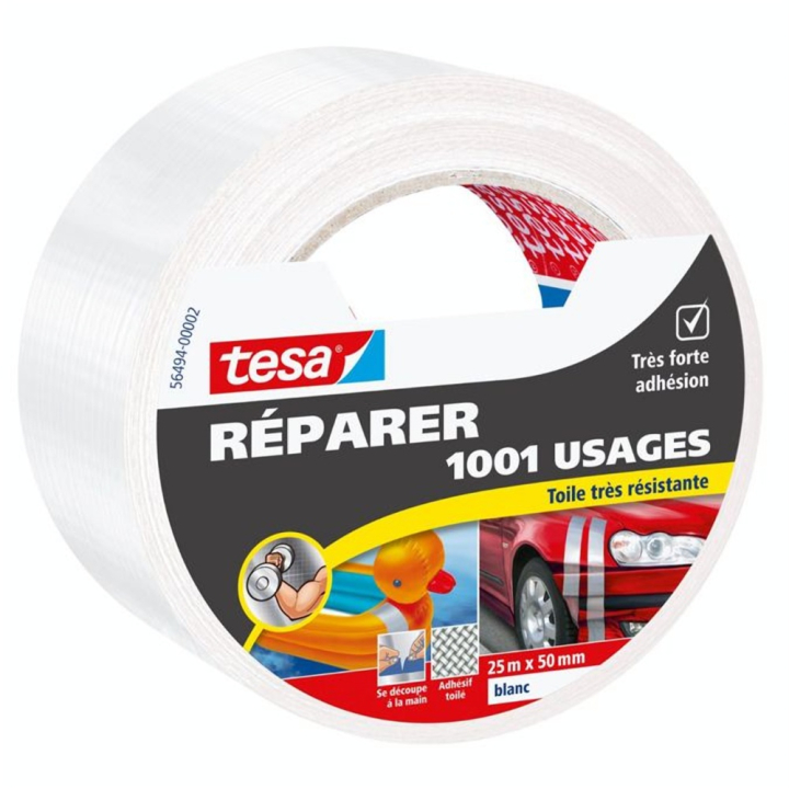 Adhésif toilé  Extra Power Universel blanche 25 m x 50 mm - Tesa - Rougier et Plé