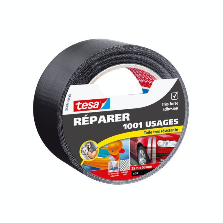 Adhésif toilé Extra Power Universel noire 25 m x 50 mm - Tesa - Rougier et Plé