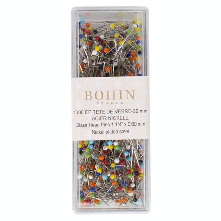Epingles tête en verre multicolores par 1000 - Bohin - Rougier et Plé
