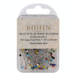 Epingles tête en verre multicolores par 150 - Bohin - Rougier et Plé