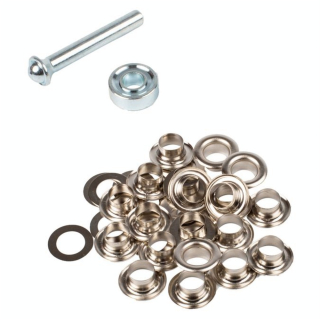Œillets nickelés 8 mm et rondelles par 20 + kit de pose - Bohin - Rougier et Plé