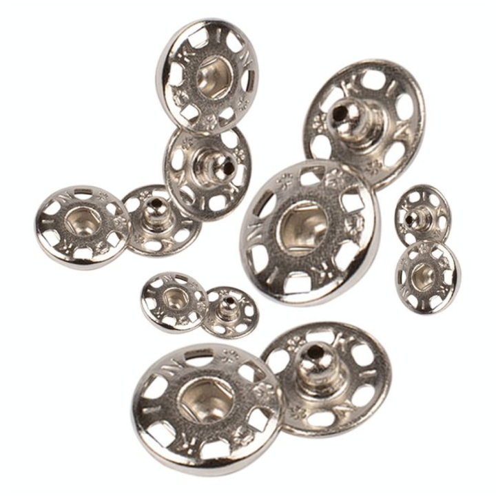 Bouton pression à coudre tailles assorties argent par 12 - Bohin - Rougier et Plé