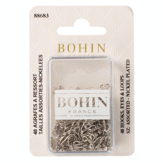Assortiment de 48 agrafes à ressorts n° 2 argent - Bohin - Rougier et Plé