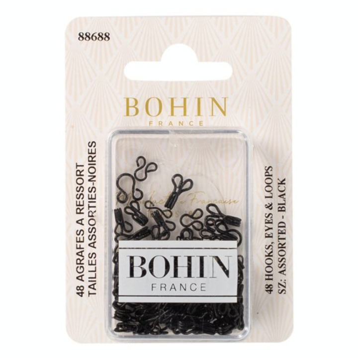 Assortiment De 48 agrafes couture à ressorts n ° 2 noir - Bohin - Rougier et Plé