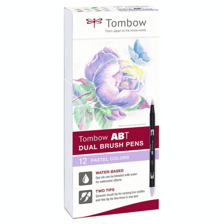Feutre double pointe ABT Dual Brush Pen set pastel par 12 - Tombow - Rougier et Plé