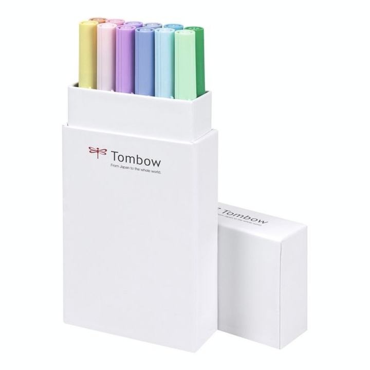Feutre double pointe ABT Dual Brush Pen set pastel par 12 - Tombow - Rougier et Plé