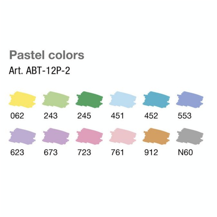Feutre double pointe ABT Dual Brush Pen set pastel par 12 - Tombow - Rougier et Plé