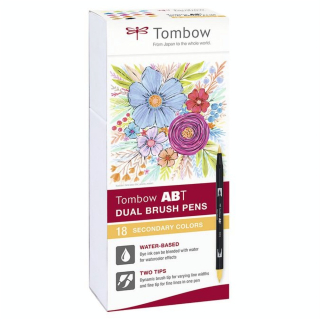 Feutre double pointe ABT Dual Brush Pen set couleurs Secondaires par 18 - Tombow - Rougier et Plé