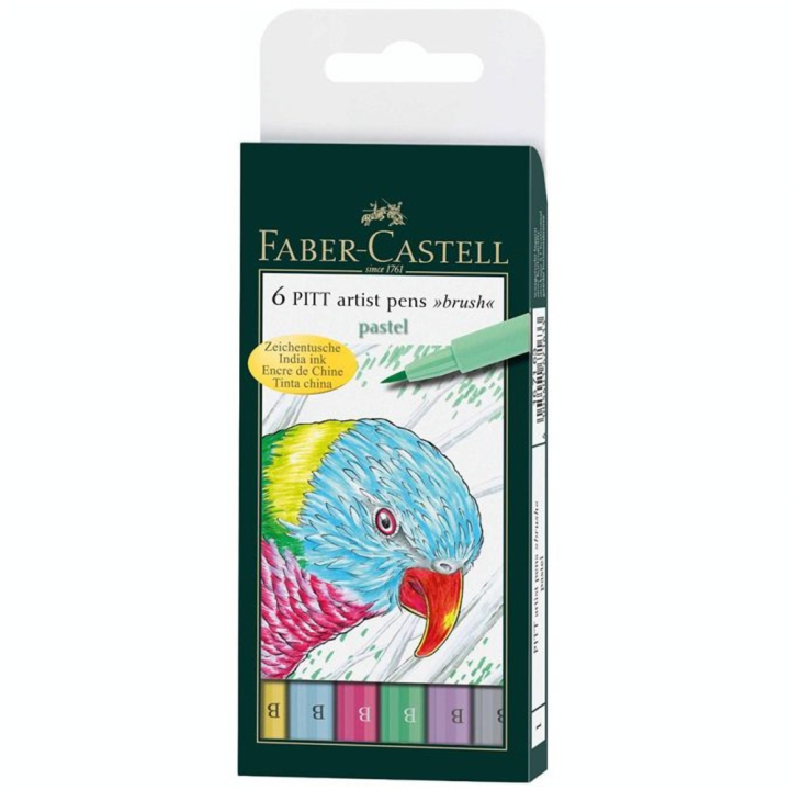 Feutre-pinceau Pitt couleurs pastels par 6 - Faber-Castell - Rougier et Plé