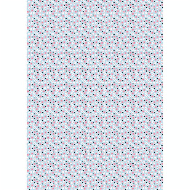 Papier 30 x 40 cm 661 imprimé bleu et rose fleurs cerisier - Décopatch - Rougier et Plé