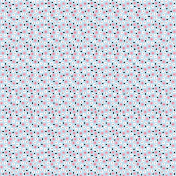 Papier 30 x 40 cm 661 imprimé bleu et rose fleurs cerisier - Décopatch - Rougier et Plé