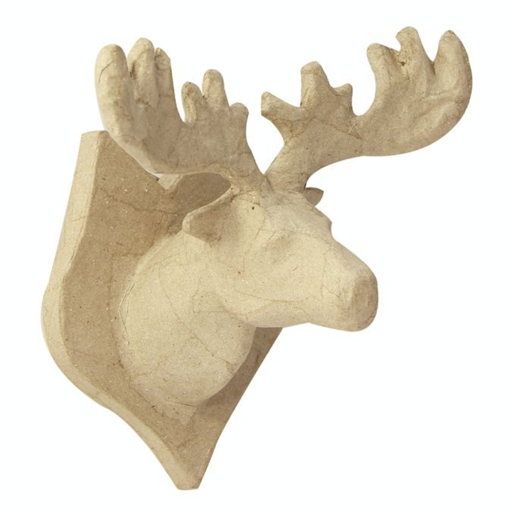Trophée élan en papier mâché à décorer 13 cm - Décopatch - Rougier et Plé