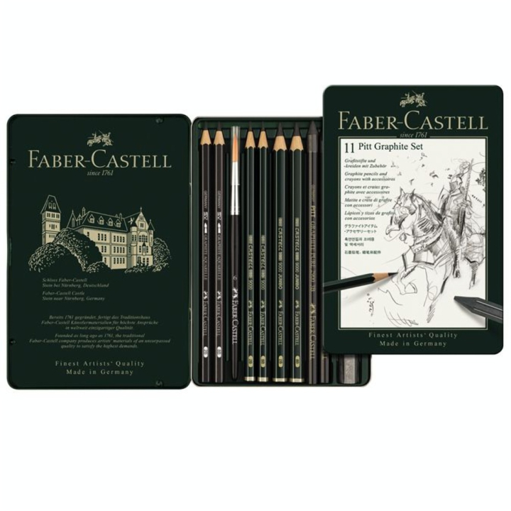 Crayons Pitt graphite boite en métal 11 pièces - Faber-Castell - Rougier et Plé