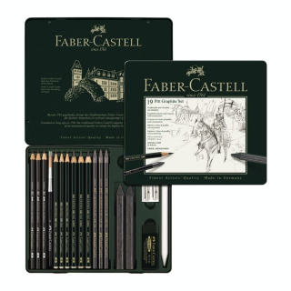 Crayons Pitt graphite boite en métal 19 pièces - Faber-Castell - Rougier et Plé