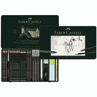 Crayons Pitt graphite boite en métal 26 pièces - Faber-Castell - Rougier et Plé