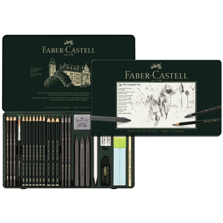 Crayons Pitt graphite boite en métal 26 pièces - Faber-Castell - Rougier et Plé