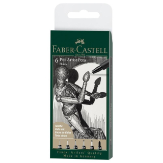 Feutres Pitt noirs pointes assorties par 6 - Faber-Castell - Rougier et Plé