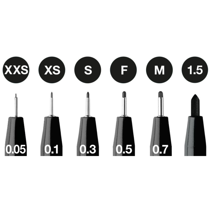 Feutres Pitt noirs pointes assorties par 6 - Faber-Castell - Rougier et Plé