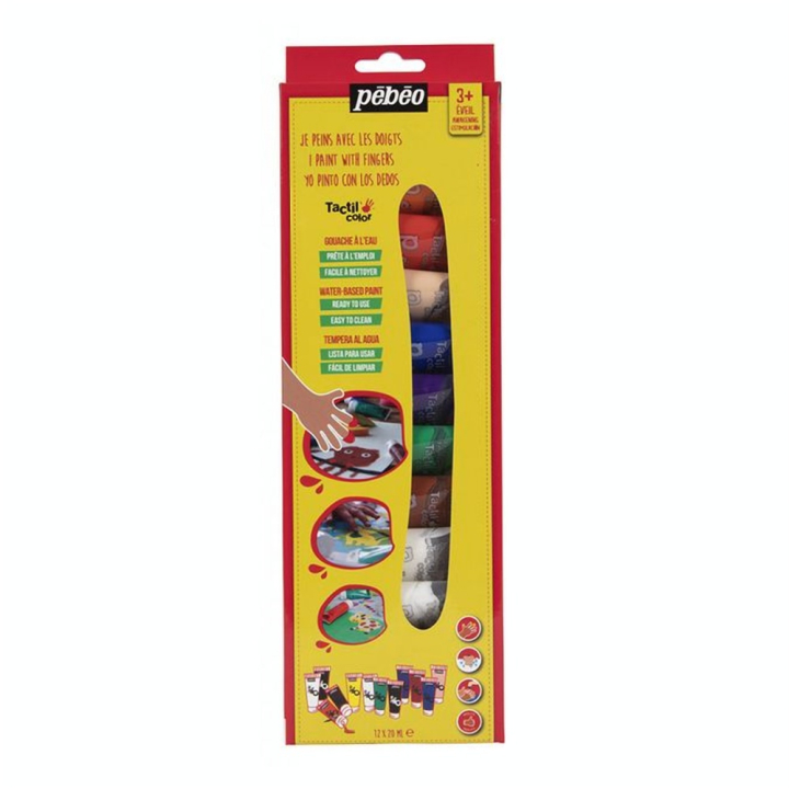 Kit découverte Peinture au doigt Tactilcolor 12 tubes 20 ml - Pébéo - Rougier et Plé